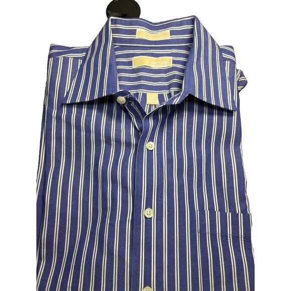 Michael Kors Button Down Shirt Men’s Blue White Striped Long Sleeve Size XL - Picture 6 of 6